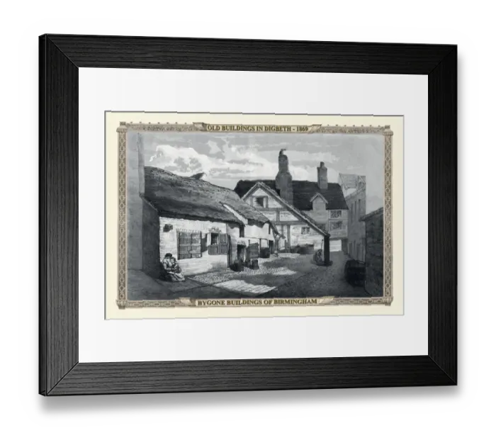 Framed Print : View of Old Buildings in Digbeth, Birmingham 1869 Framed Print : View of Old Buildings in Digbeth, Birmingham 1869