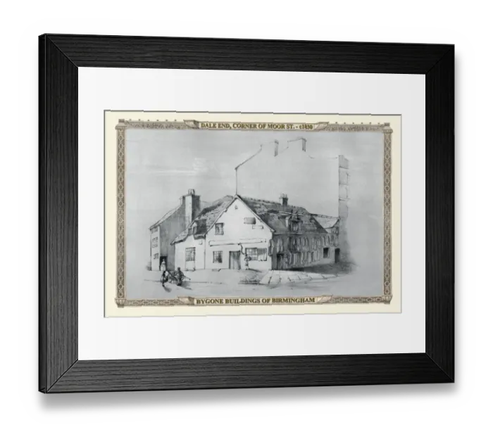 Framed Print : View of Dale End Birmingham, corner of Moor Street c1830 Framed Print : View of Dale End Birmingham, corner of Moor Street c1830