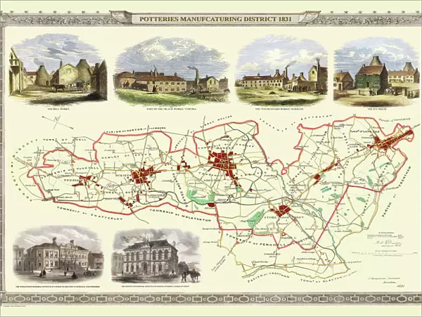 Old Map of Stoke on Trent and the Potteries 1831