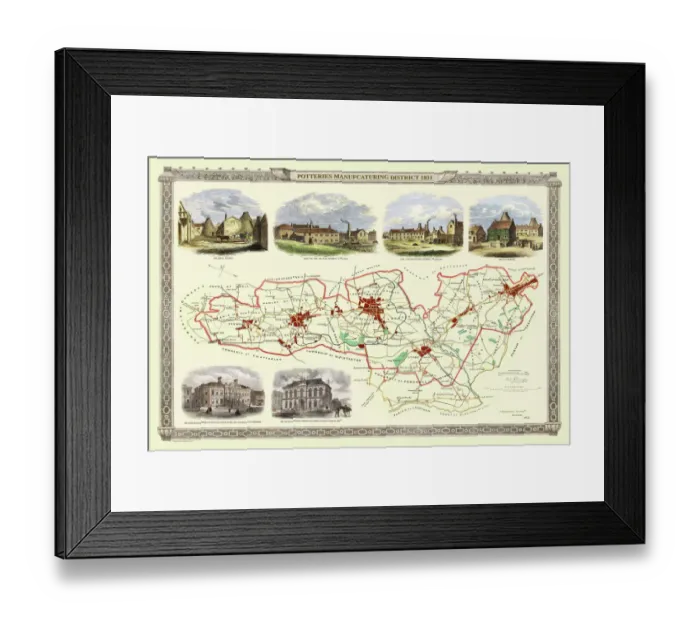 Framed Print : Old Map of Stoke on Trent and the Potteries 1831 Framed Print : Old Map of Stoke on Trent and the Potteries 1831