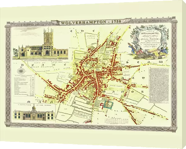 Old Map of Wolverhampton 1750 by Isaac Taylor