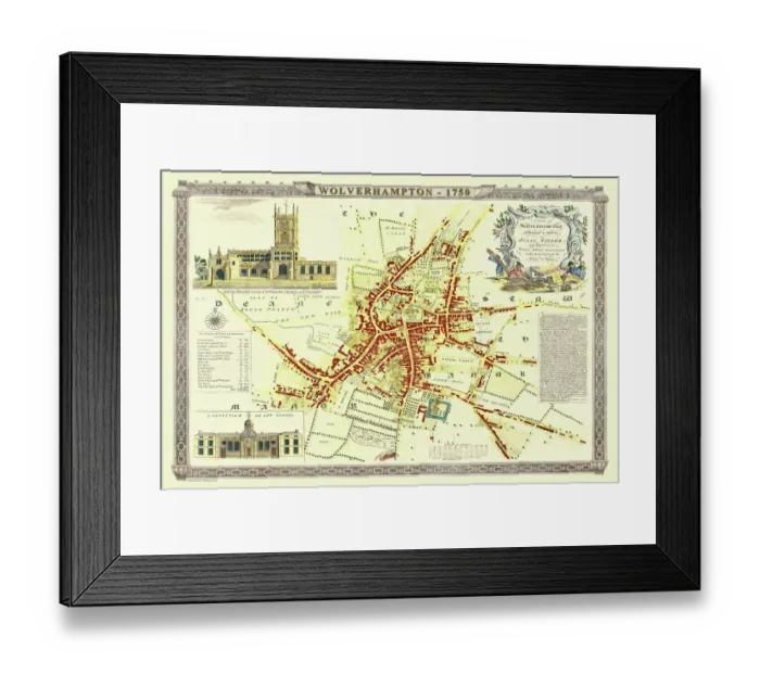 Framed Print : Old Map of Wolverhampton 1750 by Isaac Taylor Framed Print : Old Map of Wolverhampton 1750 by Isaac Taylor