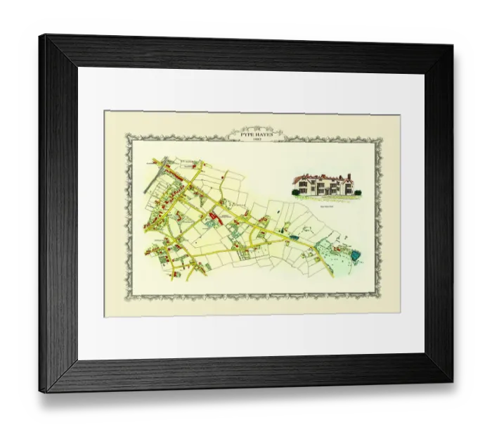Framed Print : Old Map of The Chester Road to Pype Hayes near Erdington1884 Framed Print : Old Map of The Chester Road to Pype Hayes near Erdington1884