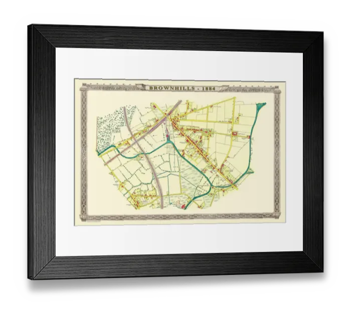 Framed Print : Old Map of the Village of Brownhills near Walsall 1884 Framed Print : Old Map of the Village of Brownhills near Walsall 1884