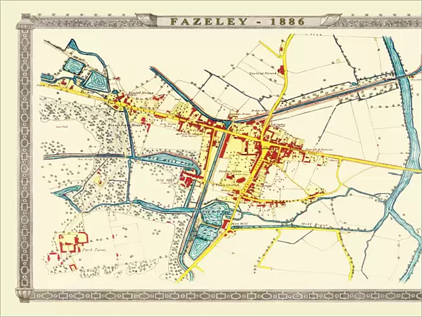 Old Map of Village of Fazeley near Tamworth 1885