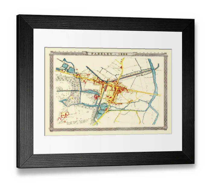Framed Print : Old Map of Village of Fazeley near Tamworth 1885 Framed Print : Old Map of Village of Fazeley near Tamworth 1885