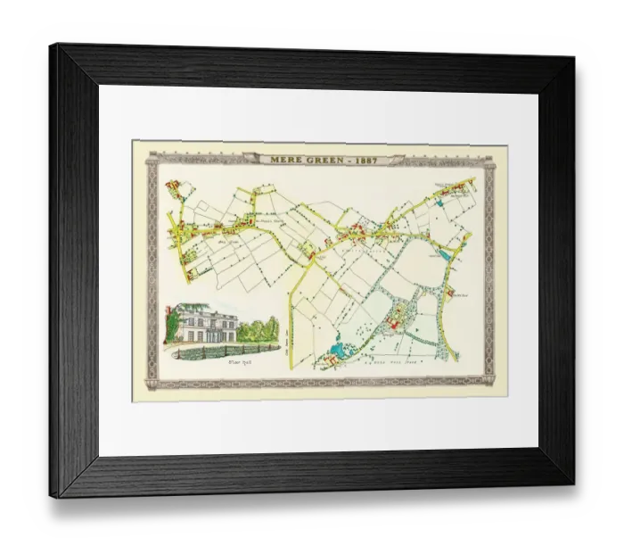 Framed Print : Old Map of Mere Green to Little Sutton in the West Midlands 1884