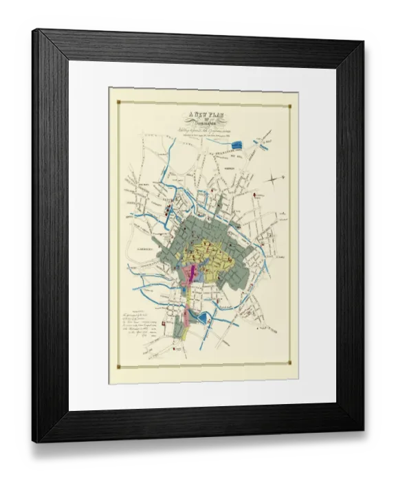 Framed Print : Old Map of Birmingham 1825