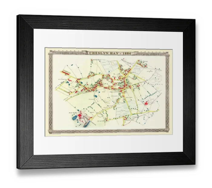 Framed Print : Old Map of the Village of Cheslyn Hay in Staffordshire 1884 Framed Print : Old Map of the Village of Cheslyn Hay in Staffordshire 1884