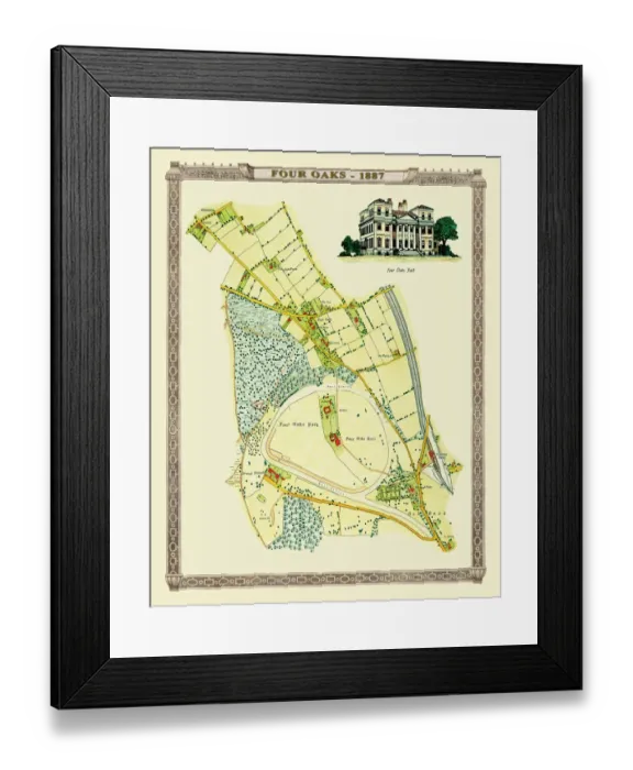 Framed Print : Old Map of the Village of Foar Oaks near Sutton Coldfield 1884 Framed Print : Old Map of the Village of Foar Oaks near Sutton Coldfield 1884
