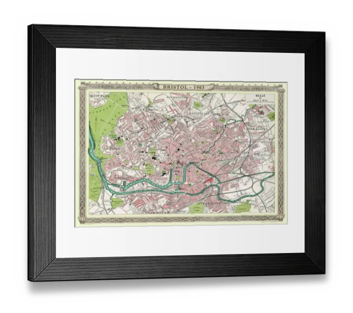 Framed Print : Old Map of Bristol 1903 Framed Print : Old Map of Bristol 1903