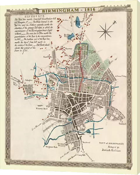 Old Map of Birmingham 1816