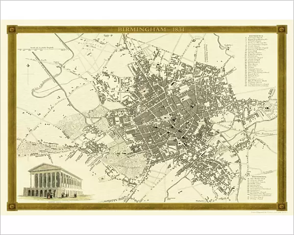 Old Map of Birmingham 1834 by John Dower and William Orr