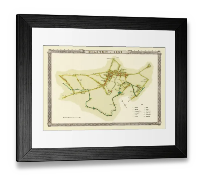 Framed Print : Old Map of Bilston 1832