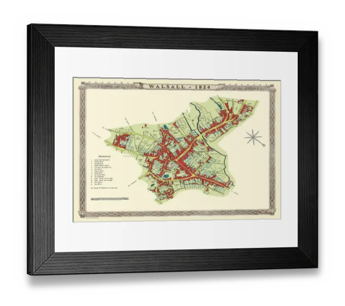 Framed Print : Old Map of Walsall 1824 by Mason Framed Print : Old Map of Walsall 1824 by Mason