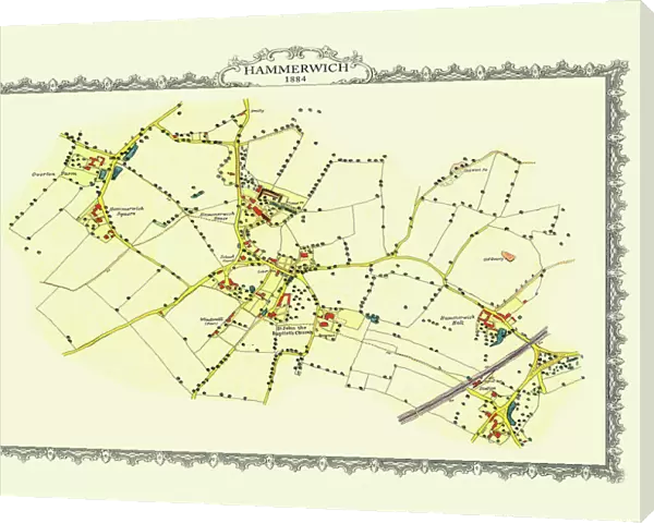 Old Map of the Village of Hammerwich in Staffordshire 1884