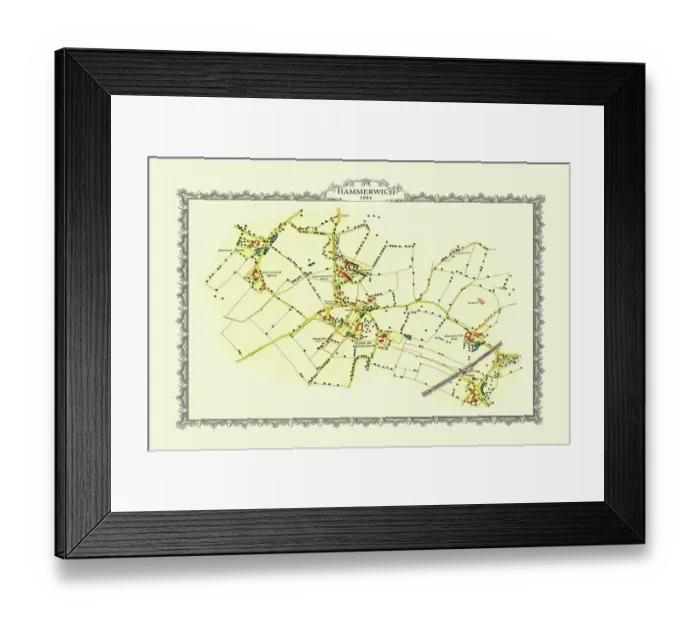 Framed Print : Old Map of the Village of Hammerwich in Staffordshire 1884 Framed Print : Old Map of the Village of Hammerwich in Staffordshire 1884