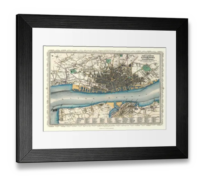 Framed Print : Old Map of Liverpool 1866 by Fullarton & Co