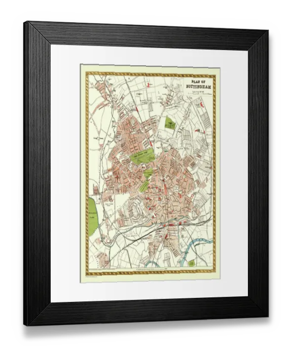 Framed Print : Old Map of Nottingham 1893 from the Comprehensive Gazetteer Atlas of England and Wales Framed Print : Old Map of Nottingham 1893 from the Comprehensive Gazetteer Atlas of England and Wales