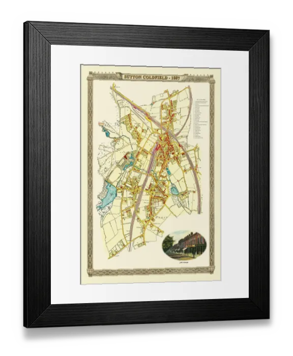 Framed Print : Old Map of the Royal Town of Sutton Coldfield 1884 Framed Print : Old Map of the Royal Town of Sutton Coldfield 1884