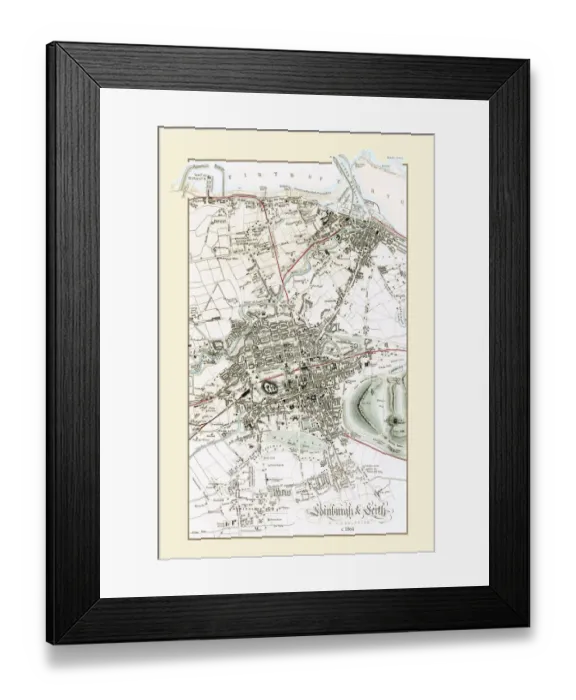 Framed Print : Old Map of Edinburgh and Leith 1864 by G. W. Swanson