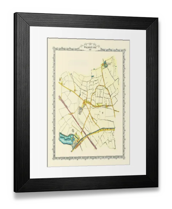 Framed Print : Old Map of Walmley Ash near Sutton Coldfield 1884
