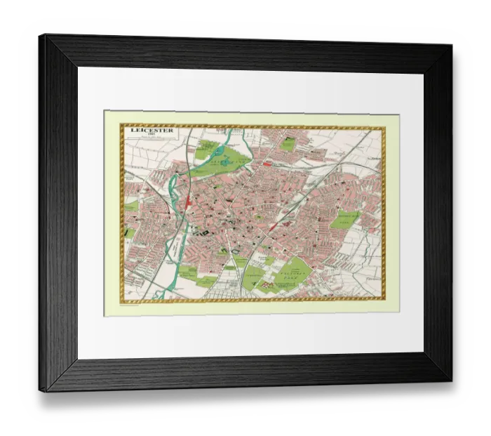 Framed Print : Old Map of Leicester 1903 Framed Print : Old Map of Leicester 1903