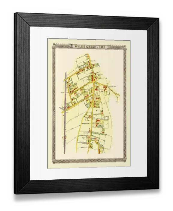 Framed Print : Old Map of Wylde Green near Erdington 1884 Framed Print : Old Map of Wylde Green near Erdington 1884