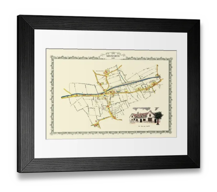 Framed Print : Old Map of the Village of Minworth in Warwickshire 1886 Framed Print : Old Map of the Village of Minworth in Warwickshire 1886