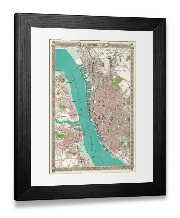 Framed Print : Old Map of Liverpool 1903 Framed Print : Old Map of Liverpool 1903