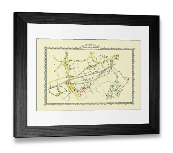 Framed Print : Old Map of the Mining Village of Hednesford in Staffordshire 1865 Framed Print : Old Map of the Mining Village of Hednesford in Staffordshire 1865