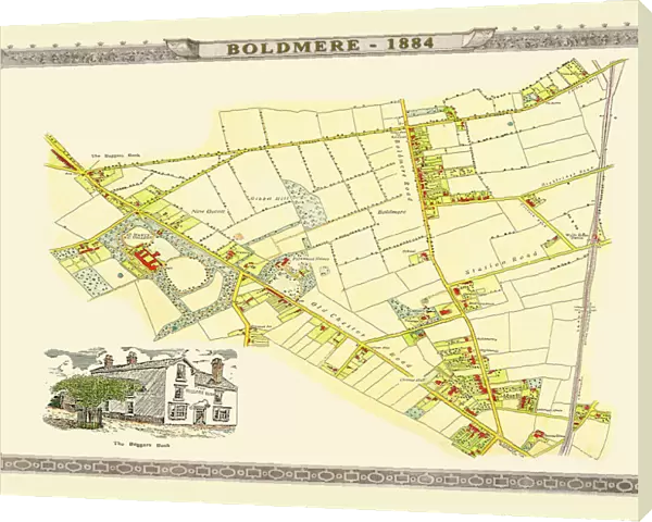 Old Map of Boldmere near Sutton Coldfield 1885