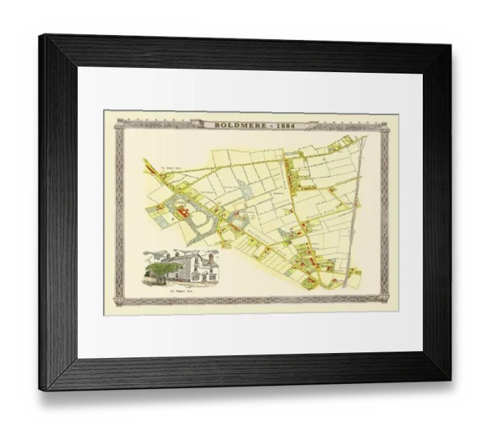 Framed Print : Old Map of Boldmere near Sutton Coldfield 1885 Framed Print : Old Map of Boldmere near Sutton Coldfield 1885
