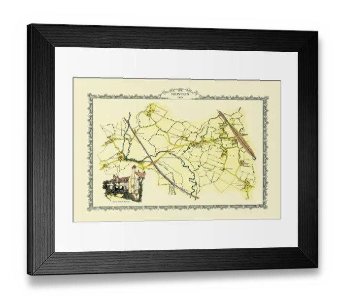Framed Print : Old Map of Newton near West Bromwich showing Bishop Astburys Cottage 1884 Framed Print : Old Map of Newton near West Bromwich showing Bishop Astburys Cottage 1884
