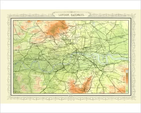 Old Map of the Railways of London 1898 from the Royal Atlas