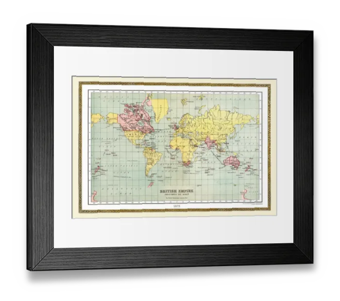Framed Print : Old Map of the World 1875 Framed Print : Old Map of the World 1875