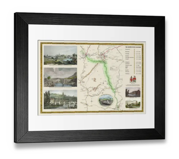 Framed Print : Old Railway Map of The Severn Valley Railway 1887 Framed Print : Old Railway Map of The Severn Valley Railway 1887