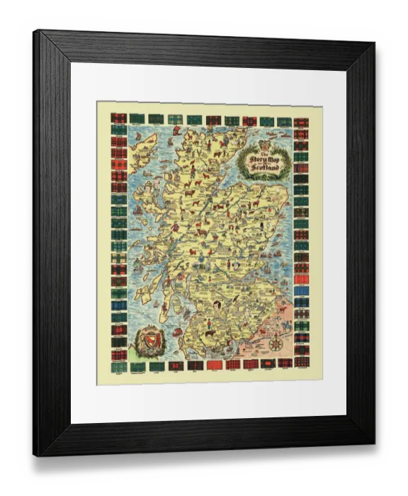 Framed Print : Pictorial Story Map of Scotland Framed Print : Pictorial Story Map of Scotland