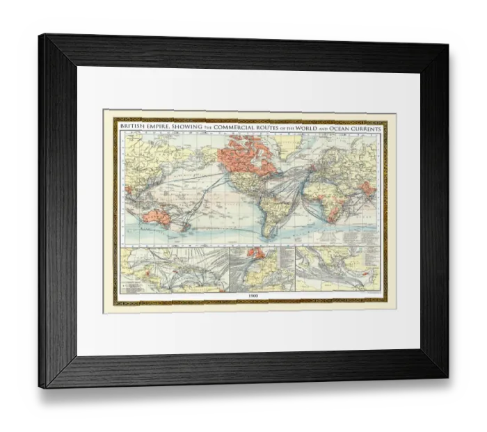 Framed Print : Old Map of the World 1900 Framed Print : Old Map of the World 1900