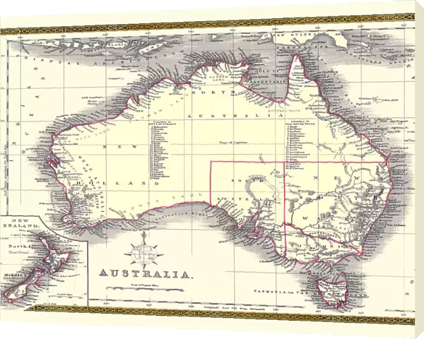 Old Map of Australia 1852 by Henry George Collins