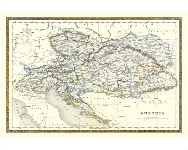 Old Map of Austria 1852 by Henry George Collins