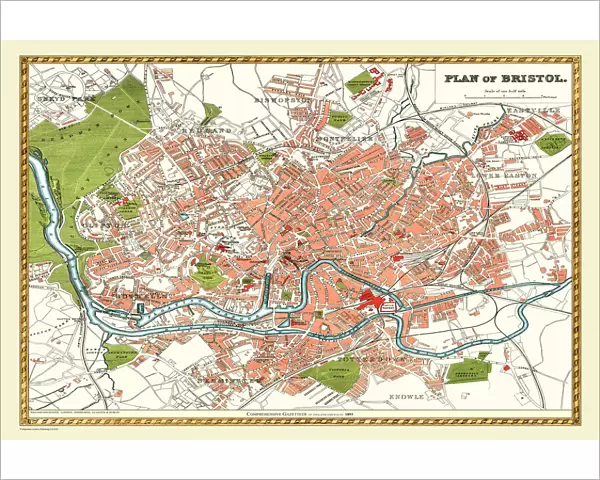 Old Map of Bristol 1893 from the Comprehensive Gazetteer Atlas of England and Wales