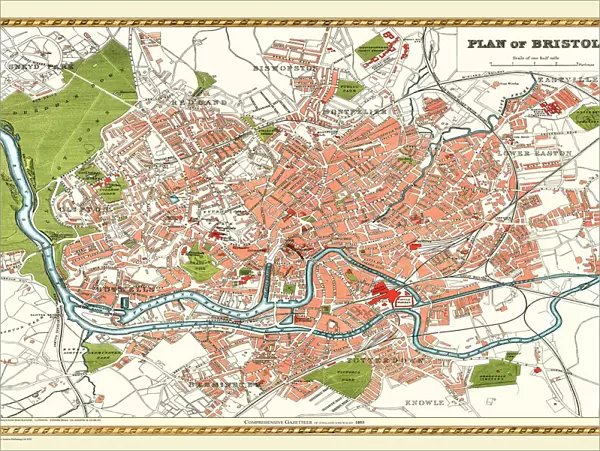 Old Map of Bristol 1893 from the Comprehensive Gazetteer Atlas of England and Wales