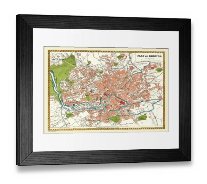 Framed Print : Old Map of Bristol 1893 from the Comprehensive Gazetteer Atlas of England and Wales Framed Print : Old Map of Bristol 1893 from the Comprehensive Gazetteer Atlas of England and Wales