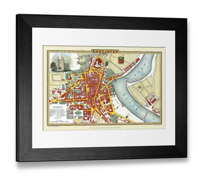 Framed Print : Old Map of Lancaster 1824 by Edward Baines Framed Print : Old Map of Lancaster 1824 by Edward Baines