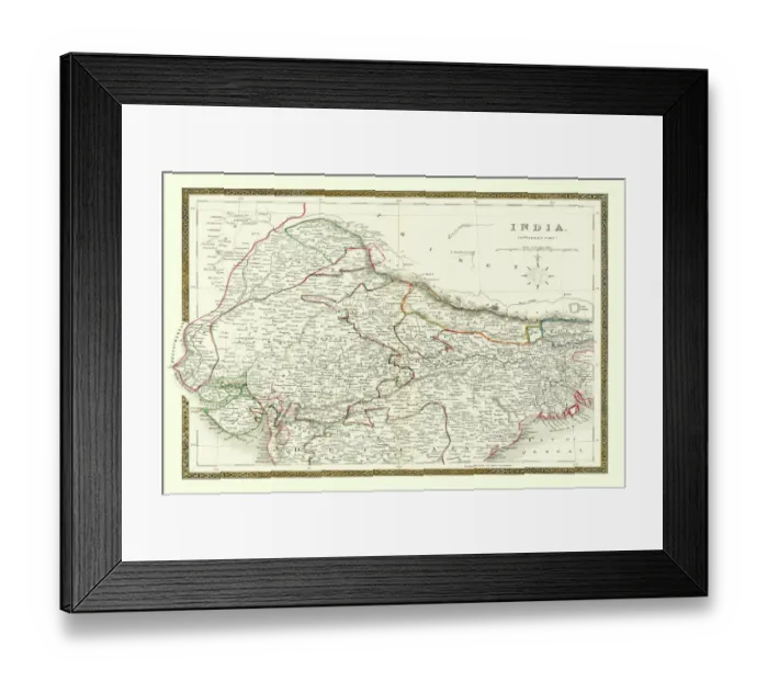 Framed Print : Old Map of Northern India 1852 by Henry George Collins Framed Print : Old Map of Northern India 1852 by Henry George Collins