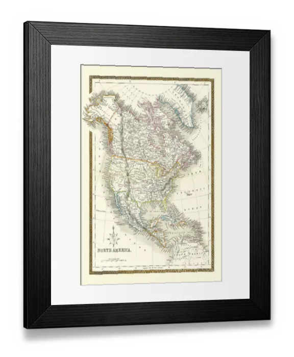 Framed Print : Old Map of North America 1852 by Henry George Collins