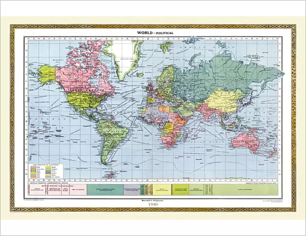 Old Map of the World 1940