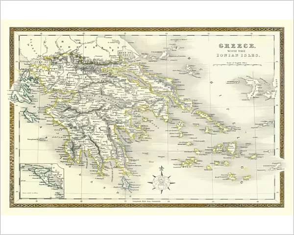 Old Map of Greece with the Ionian Isles 1852 by Henry George Collins