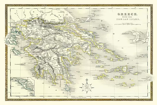 Old Map of Greece with the Ionian Isles 1852 by Henry George Collins